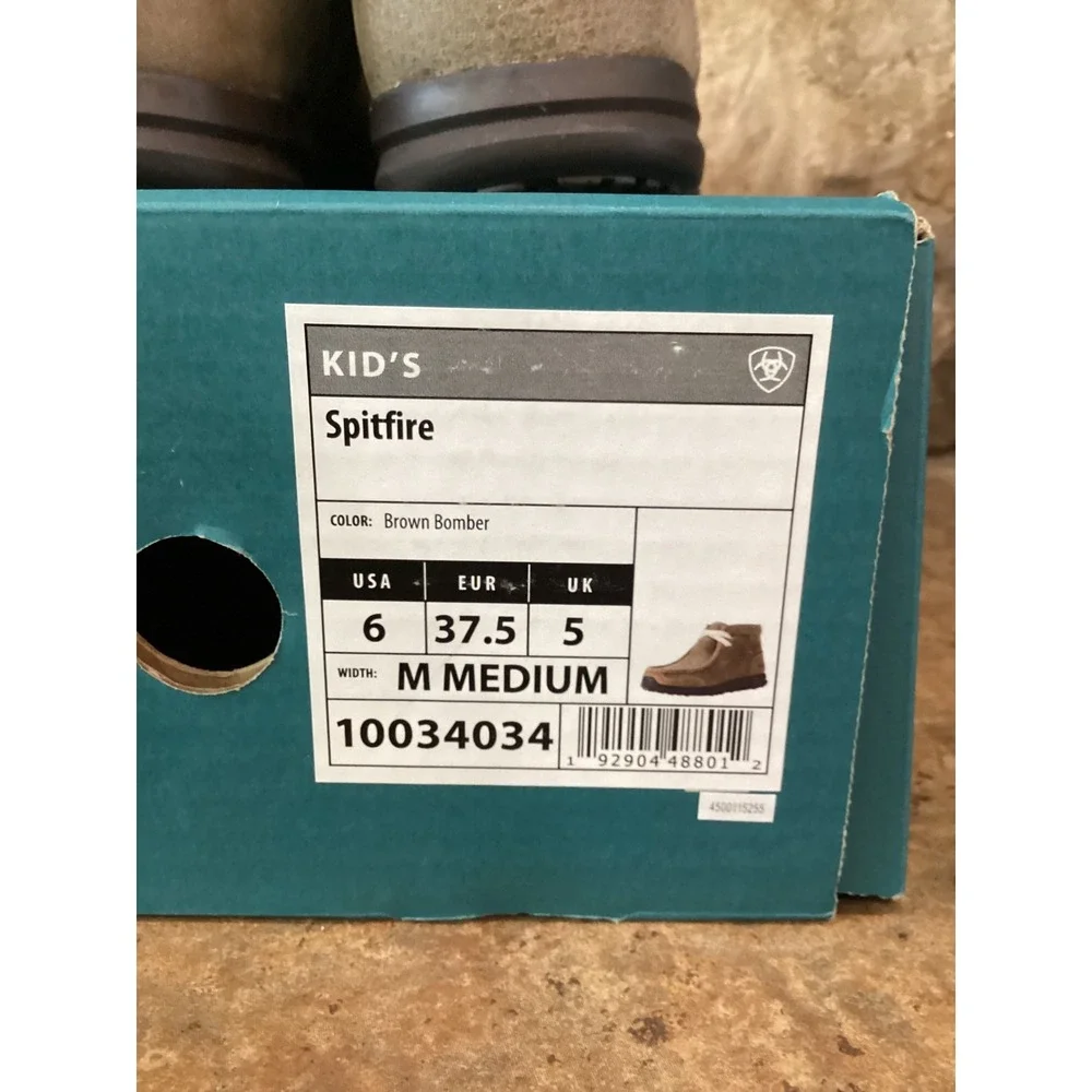 Ariat Spitfire Big Kids 6 Brown Bomber Suede Moc Toe Chukka Boots 10034034 NEW